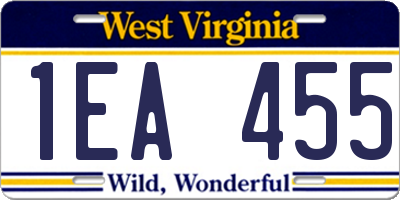 WV license plate 1EA455