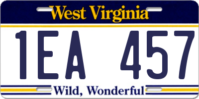WV license plate 1EA457