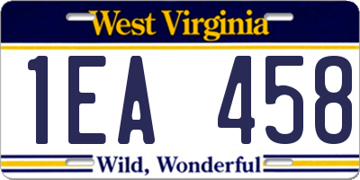WV license plate 1EA458