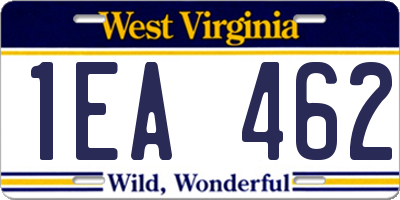 WV license plate 1EA462