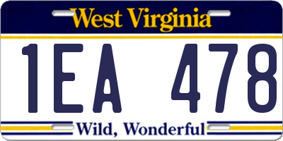WV license plate 1EA478