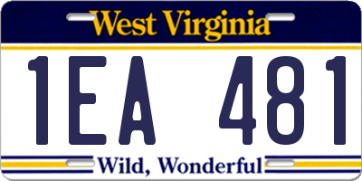 WV license plate 1EA481