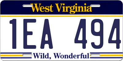 WV license plate 1EA494