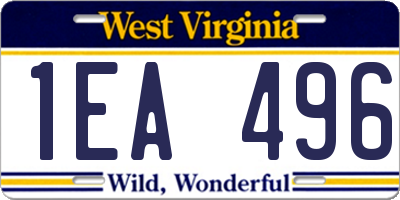 WV license plate 1EA496