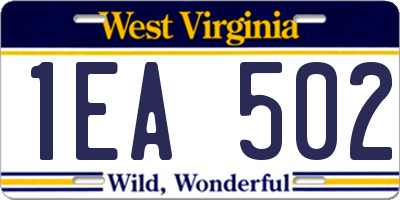 WV license plate 1EA502
