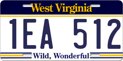 WV license plate 1EA512