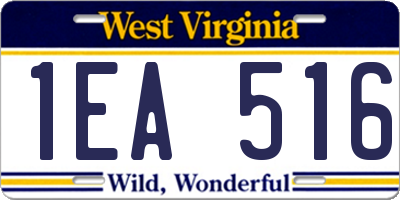 WV license plate 1EA516