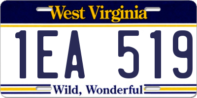 WV license plate 1EA519