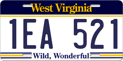 WV license plate 1EA521