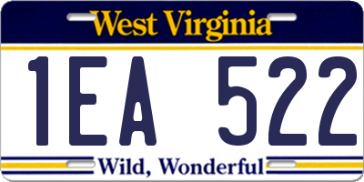 WV license plate 1EA522