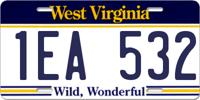 WV license plate 1EA532
