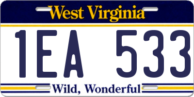 WV license plate 1EA533