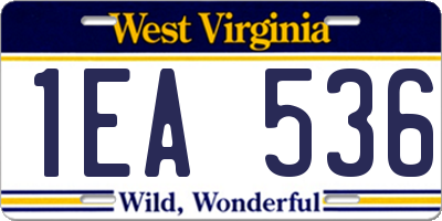 WV license plate 1EA536