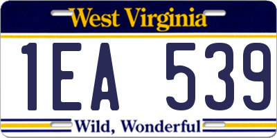 WV license plate 1EA539