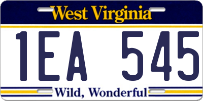 WV license plate 1EA545