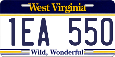 WV license plate 1EA550