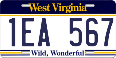 WV license plate 1EA567
