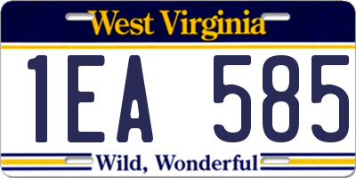 WV license plate 1EA585