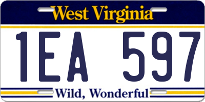 WV license plate 1EA597