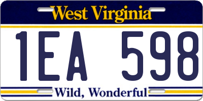 WV license plate 1EA598