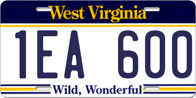 WV license plate 1EA600