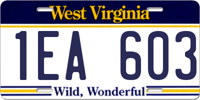 WV license plate 1EA603