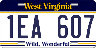 WV license plate 1EA607