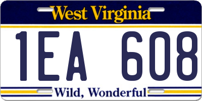 WV license plate 1EA608