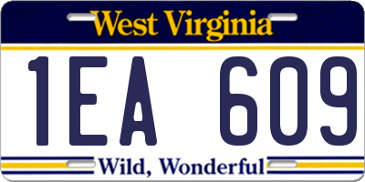 WV license plate 1EA609