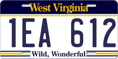 WV license plate 1EA612