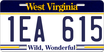 WV license plate 1EA615