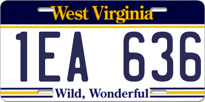 WV license plate 1EA636