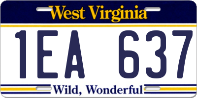 WV license plate 1EA637