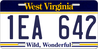 WV license plate 1EA642