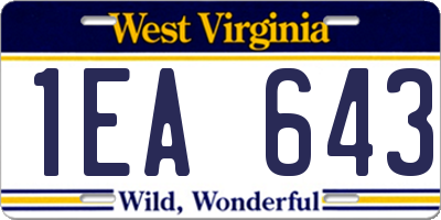 WV license plate 1EA643