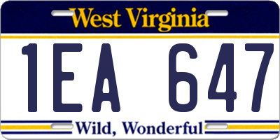 WV license plate 1EA647