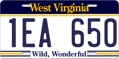 WV license plate 1EA650