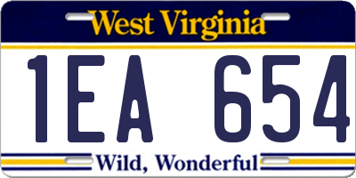 WV license plate 1EA654