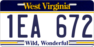 WV license plate 1EA672