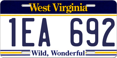 WV license plate 1EA692