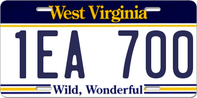 WV license plate 1EA700