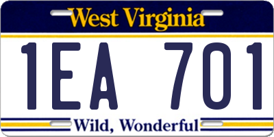 WV license plate 1EA701