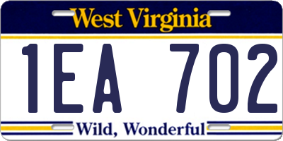 WV license plate 1EA702