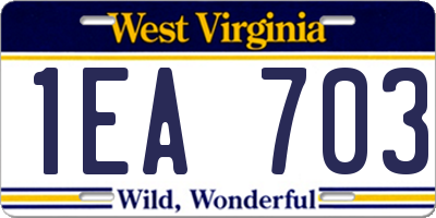 WV license plate 1EA703