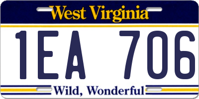 WV license plate 1EA706