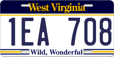 WV license plate 1EA708