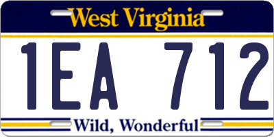 WV license plate 1EA712