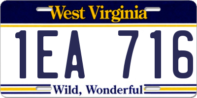 WV license plate 1EA716