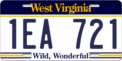 WV license plate 1EA721