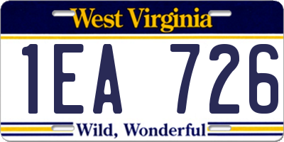 WV license plate 1EA726